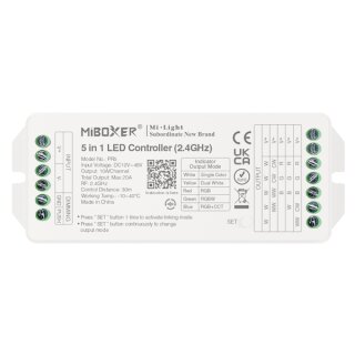 Universeller LED Controller RGB CCT 2,4Ghz (12-48V / 20A max. - max. 10A /Kanal / 4 Zonen / max. 30m Reichweite)